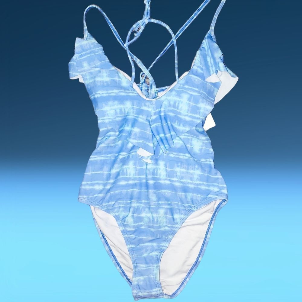 Cali For Nia NWT One Piece Print Swim Ruffle